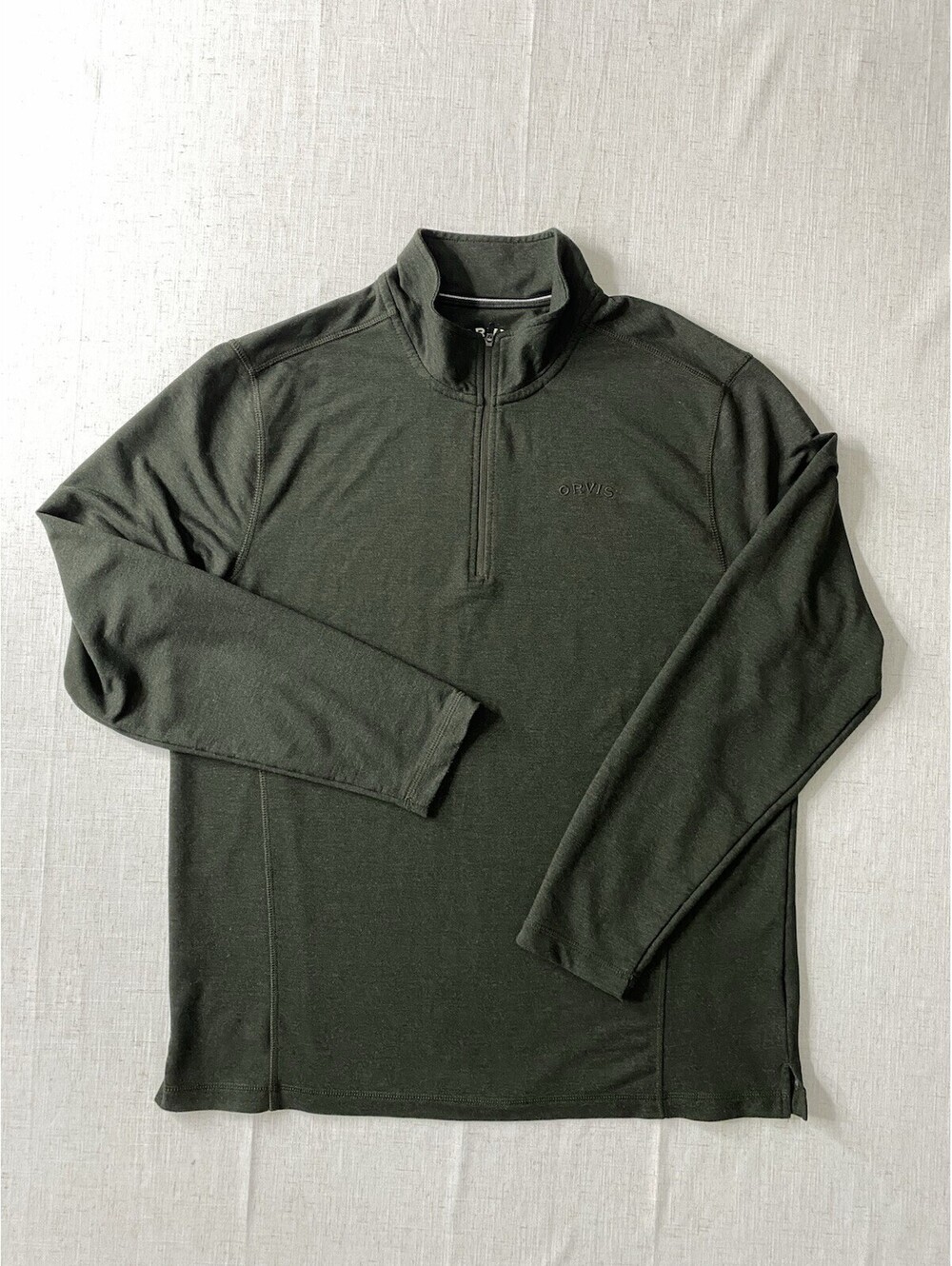 Orvis Pullover Mens L Heathered Green Quarter Zip Long Sleeve Classic Collection